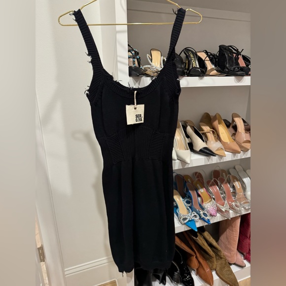 SER.O.YA Dresses & Skirts - Ser.o.ya Womens Black Cotton Knit Distress Sleeveless Sweater